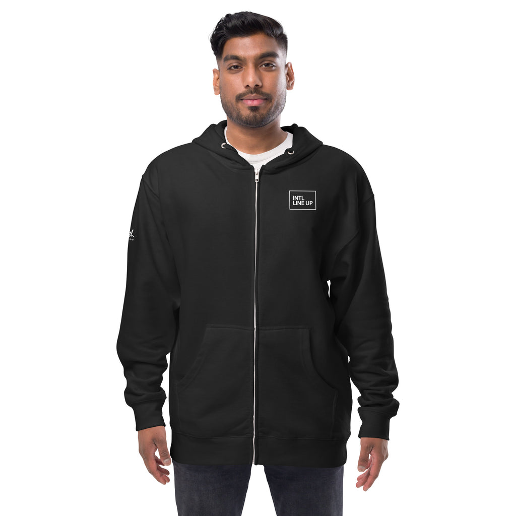 INTL LINE UP Box Unisex Fleece Zip Up Hoodie